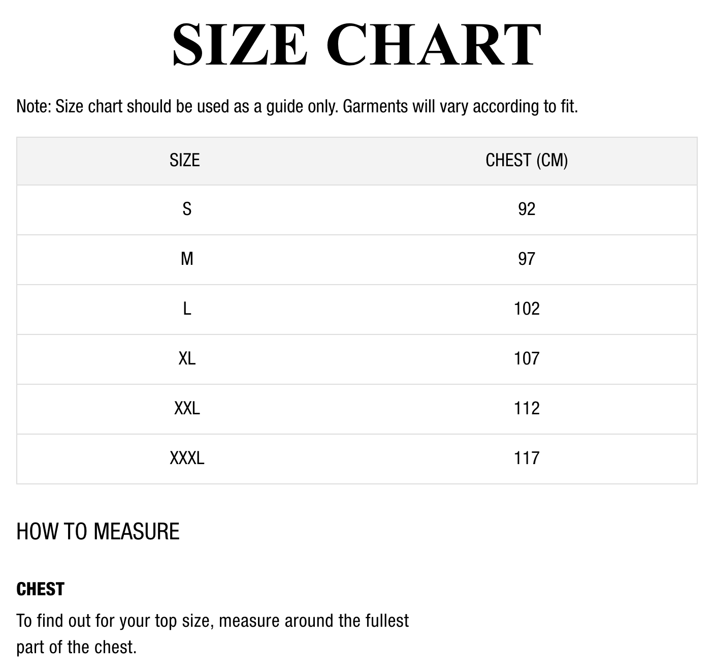 FXD SIZE CHART – FXD Australia